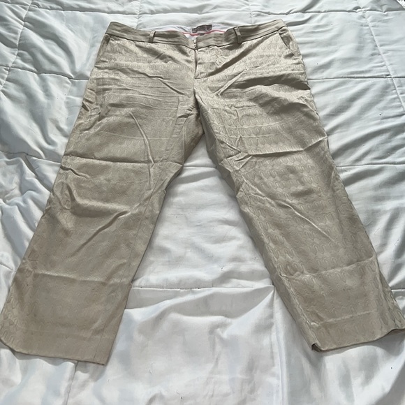 🤎Banana Republic Womens Hampton Pants Ankle Crop Geometric Beige. Size 16🤎 - Picture 3 of 7